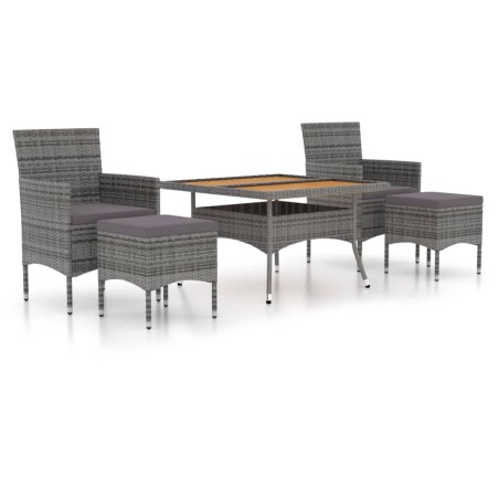 vidaXL Set de comedor jardín 5 pzas ratán sintético madera acacia gris