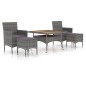 vidaXL Set de comedor jardín 5 pzas ratán sintético madera acacia gris vidaXL Set de comedor jardín 5 pzas ratán sintético madera acacia gris