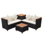 vidaXL Set de muebles de jardín 4 pzas y cojines ratán sintético negro vidaXL Set de muebles de jardín 4 pzas y cojines ratán sintético negro