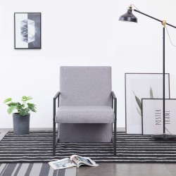 vidaXL Sillón con patas cromadas de tela gris claro