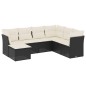 vidaXL Set de comedor de jardín 7 pzas y cojines ratán sintético negro vidaXL Set de comedor de jardín 7 pzas y cojines ratán sintético negro