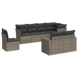 vidaXL Set de sofás de jardín 8 pzas y cojines ratán sintético gris