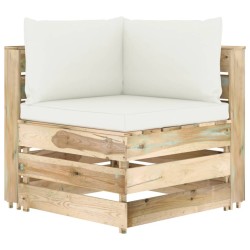 vidaXL Sofá de esquina seccional con cojines madera impregnada verde