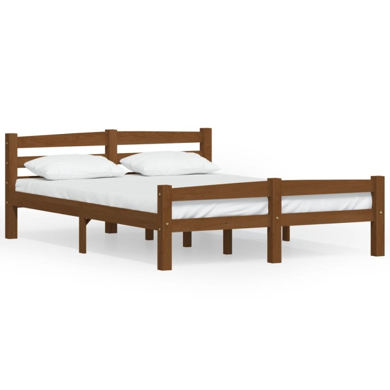 vidaXL Estructura de cama madera maciza pino marrón miel 140x200 cm vidaXL Estructura de cama madera maciza pino marrón miel 140x200 cm