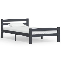 vidaXL Estructura de cama madera maciza pino gris oscuro 100x200 cm