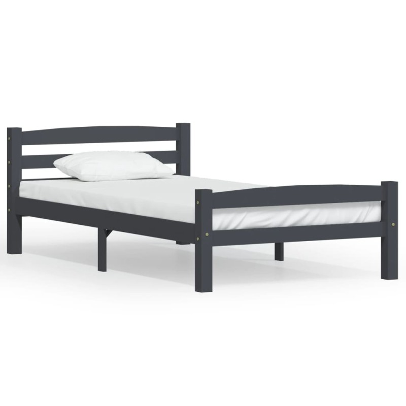 vidaXL Estructura de cama madera maciza pino gris oscuro 100x200 cm vidaXL Estructura de cama madera maciza pino gris oscuro 100x200 cm