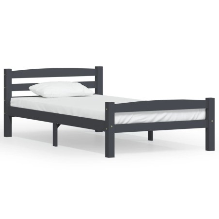 vidaXL Estructura de cama madera maciza pino gris oscuro 100x200 cm