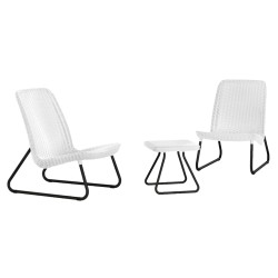 Keter Juego de muebles de jardín Rio 3 piezas blanco  