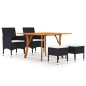 vidaXL Juego de comedor de jardín de 5 piezas negro