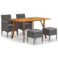 vidaXL Juego de comedor de jardín de 5 piezas gris
