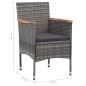 vidaXL Juego de comedor de jardín de 5 piezas gris