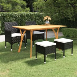 vidaXL Juego de comedor de jardín de 5 piezas negro