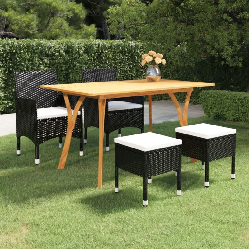 vidaXL Juego de comedor de jardín de 5 piezas negro vidaXL Juego de comedor de jardín de 5 piezas negro