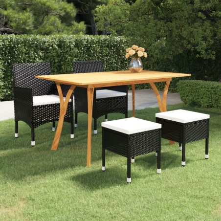 vidaXL Juego de comedor de jardín de 5 piezas negro