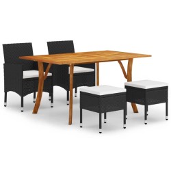 vidaXL Juego de comedor de jardín de 5 piezas negro