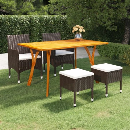 vidaXL Juego de comedor de jardín de 5 piezas marrón