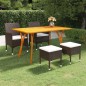 vidaXL Juego de comedor de jardín de 5 piezas marrón vidaXL Juego de comedor de jardín de 5 piezas marrón