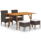 vidaXL Juego de comedor de jardín de 5 piezas marrón vidaXL Juego de comedor de jardín de 5 piezas marrón