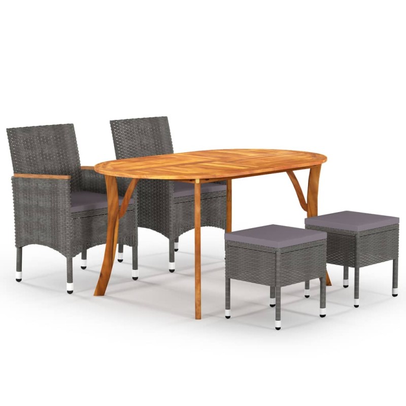 vidaXL Juego de comedor de jardín de 5 piezas gris