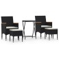 vidaXL Mesa sillas jardín 5 pzas ratán sintético vidrio templado negro vidaXL Mesa sillas jardín 5 pzas ratán sintético vidrio templado negro