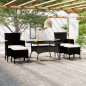 vidaXL Set comedor jardín 5 pzas ratán sintético vidrio templado negro vidaXL Set comedor jardín 5 pzas ratán sintético vidrio templado negro