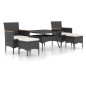 vidaXL Set comedor jardín 5 pzas ratán sintético vidrio templado negro vidaXL Set comedor jardín 5 pzas ratán sintético vidrio templado negro