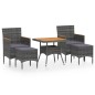 vidaXL Set de comedor jardín 5 pzas ratán sintético madera acacia gris vidaXL Set de comedor jardín 5 pzas ratán sintético madera acacia gris