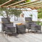 vidaXL Mesa y sillas jardín 5 pzas ratán sintético madera acacia gris vidaXL Mesa y sillas jardín 5 pzas ratán sintético madera acacia gris