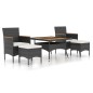 vidaXL Set comedor jardín 5 pzas ratán sintético y madera acacia negro vidaXL Set comedor jardín 5 pzas ratán sintético y madera acacia negro