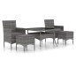 vidaXL Set comedor jardín 5 pzas ratán sintético vidrio templado gris vidaXL Set comedor jardín 5 pzas ratán sintético vidrio templado gris