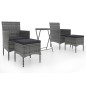 vidaXL Mesa sillas jardín 5 pzas ratán sintético vidrio templado gris vidaXL Mesa sillas jardín 5 pzas ratán sintético vidrio templado gris