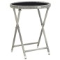 vidaXL Mesa sillas jardín 5 pzas ratán sintético vidrio templado gris vidaXL Mesa sillas jardín 5 pzas ratán sintético vidrio templado gris