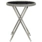 vidaXL Mesa sillas jardín 5 pzas ratán sintético vidrio templado gris vidaXL Mesa sillas jardín 5 pzas ratán sintético vidrio templado gris