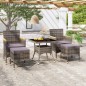 vidaXL Set comedor jardín 5 pzas ratán sintético vidrio templado gris vidaXL Set comedor jardín 5 pzas ratán sintético vidrio templado gris