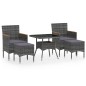 vidaXL Set comedor jardín 5 pzas ratán sintético vidrio templado gris vidaXL Set comedor jardín 5 pzas ratán sintético vidrio templado gris