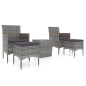 vidaXL Mesa sillas jardín 5 pzas ratán sintético vidrio templado gris vidaXL Mesa sillas jardín 5 pzas ratán sintético vidrio templado gris
