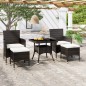 vidaXL Set comedor jardín 5 pzas ratán sintético vidrio templado negro vidaXL Set comedor jardín 5 pzas ratán sintético vidrio templado negro