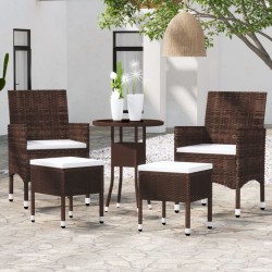 vidaXL Juego de muebles de jardín de 5 piezas ratán sintético marrón