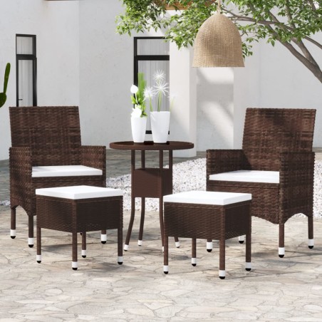 vidaXL Juego de muebles de jardín de 5 piezas ratán sintético marrón