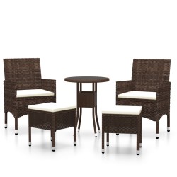 vidaXL Juego de muebles de jardín de 5 piezas ratán sintético marrón