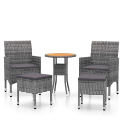 vidaXL Juego de muebles de jardín de 5 piezas ratán sintético gris