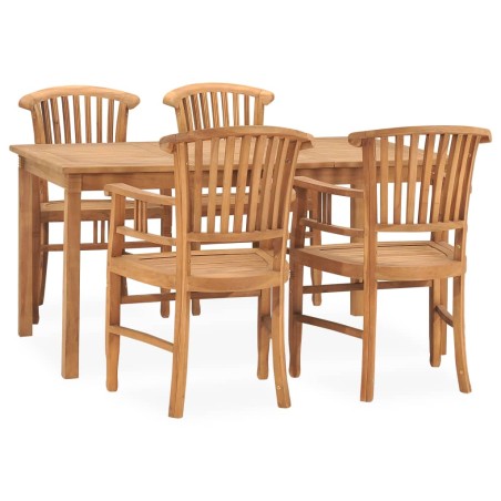 vidaXL Juego de comedor de jardín 5 piezas madera maciza de teca