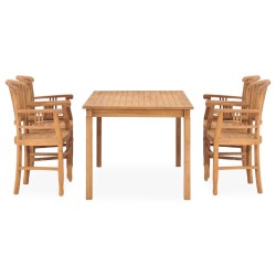 vidaXL Juego de comedor de jardín 5 piezas madera maciza de teca
