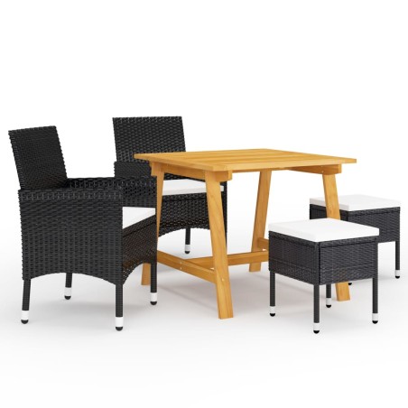 vidaXL Juego de comedor de jardín de 5 piezas negro