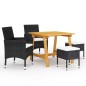 vidaXL Juego de comedor de jardín de 5 piezas negro vidaXL Juego de comedor de jardín de 5 piezas negro