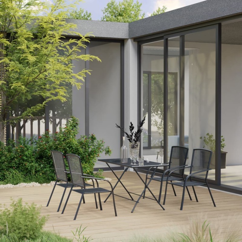 vidaXL Juego muebles de comedor de jardín de 5 piezas acero antracita vidaXL Juego muebles de comedor de jardín de 5 piezas acero antracita