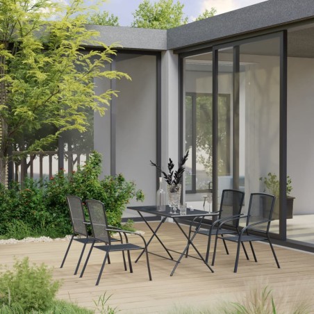 vidaXL Juego muebles de comedor de jardín de 5 piezas acero antracita