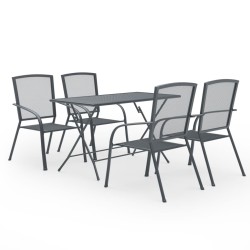 vidaXL Juego muebles de comedor de jardín de 5 piezas acero antracita