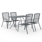vidaXL Juego muebles de comedor de jardín de 5 piezas acero antracita vidaXL Juego muebles de comedor de jardín de 5 piezas acero antracita