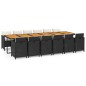 vidaXL Juego comedor jardín 13 pzas con cojines ratán sintético negro vidaXL Juego comedor jardín 13 pzas con cojines ratán sintético negro